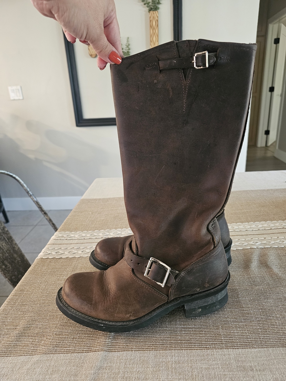 Frye Veronica Slouch Boot. Brown Leather